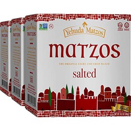Yehuda Salted Daily Matzo (3 Pack) Light, Airy & Crisp, Made with 3 Simple Ingredients, No Preservatives, Nothing Artificial