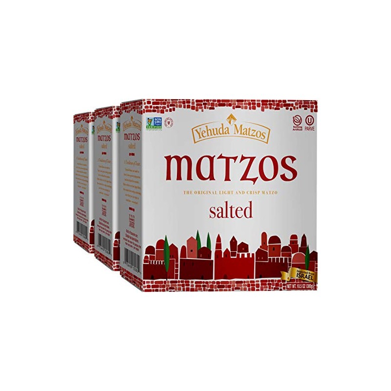 Yehuda Salted Daily Matzo (3 Pack) Light, Airy & Crisp,