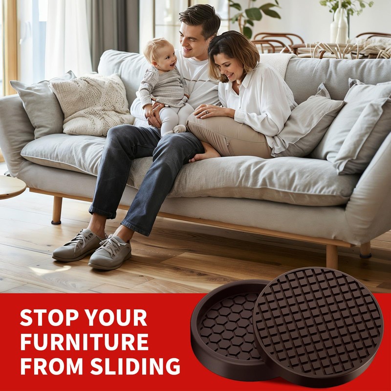 Non Slip Furniture Coasters - 2” Non Skid Furniture Pads