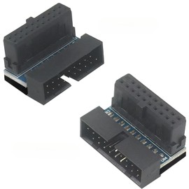 Generic USB 3.0 90 Degree Adapter, 2 Pack: 19Pin/20Pin Male to Female, L-Type to Right Angle, Motherboard Expansion Cards, PC, Black