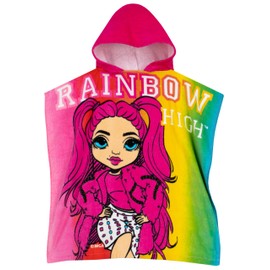 Rainbow High Hooded Towel | Girls Beach Towel | Bath & Hooded Towels | Kids Swimming Towel | One Size Pink