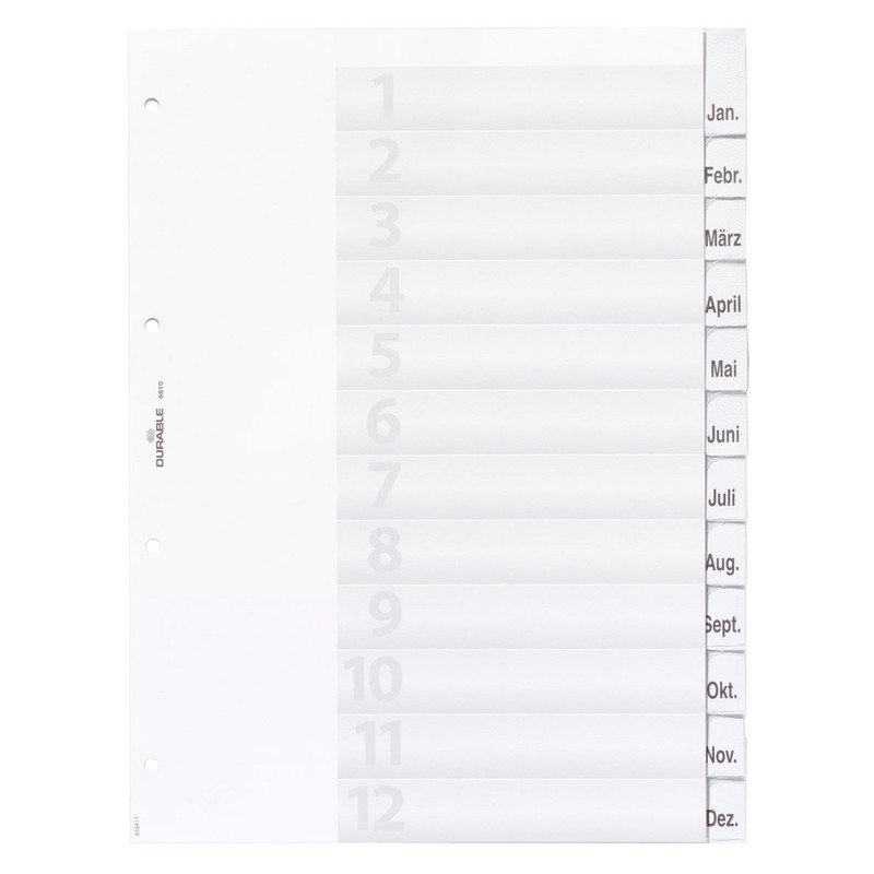 Durable 6810-19 Organiser Plastic A4 Jan - Dec/1-12 Hard Film