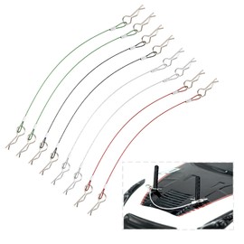 8Pcs Metal Clip R Pin Rod with Steel Anti-Lost Rope RC Body Shell Clip Wire Compatible with 1/8 1/10 Traxxas HSP Arrma Axial Redcat RC Car Truck Crawler (Multiple Colour)