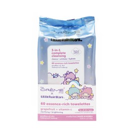 The Crme Shop Little Twin Stars 3-In-1 Complete Cleansing Wipes - Grapefruit Make Up Remover | Hydrating Makeup Wipes (60 Pre-Wet Wipes)