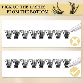 Unicru Cluster Lashes 280Pcs 40D DIY Eyelash Extension D Curl Long Individual Lashes with Eyelash brush and Tweezers 9-16mm Mixed Length Tray Lash Clusters Extensions(40D-9-16MM) Black