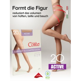 Conte elegant Modelling Women's Tights Pack of 2 - Active 20 Denier - Stimulates Blood Circulation Shaping Tights Women's Tights -, natural