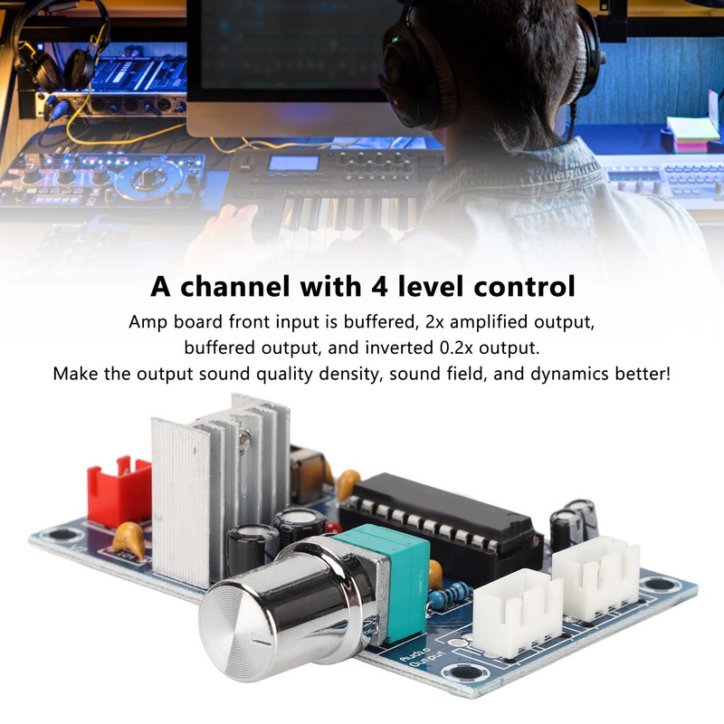 12V Amplifier Board 4 Level Control Digital Stereo Bass Adjustment