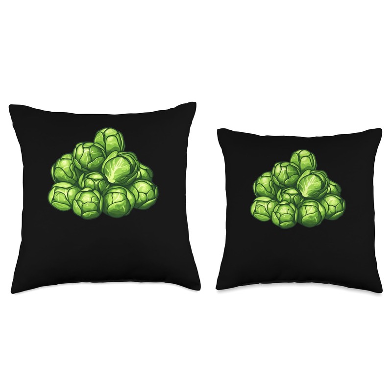 Brussels Sprouts Cartoon Throw Pillow