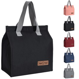 Lunch Bags for Women Men, Reusable Insulated Leakproof Lunch Box Bag for Adult Kids, Small Cooler Bag for Work School Picnic Travel (Black)