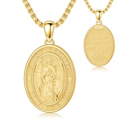 Cargari Saint Raphael The Archangel Necklace Pendant Medal 925 Sterling Silver Oval Gold Archangel Raphael Religious Amulet Jewelry Gift for Men Women