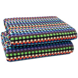 ZOLLNER Set of 2 Bath Towels 70 x 140 cm 100% Cotton 380 g/m² Multi-Coloured