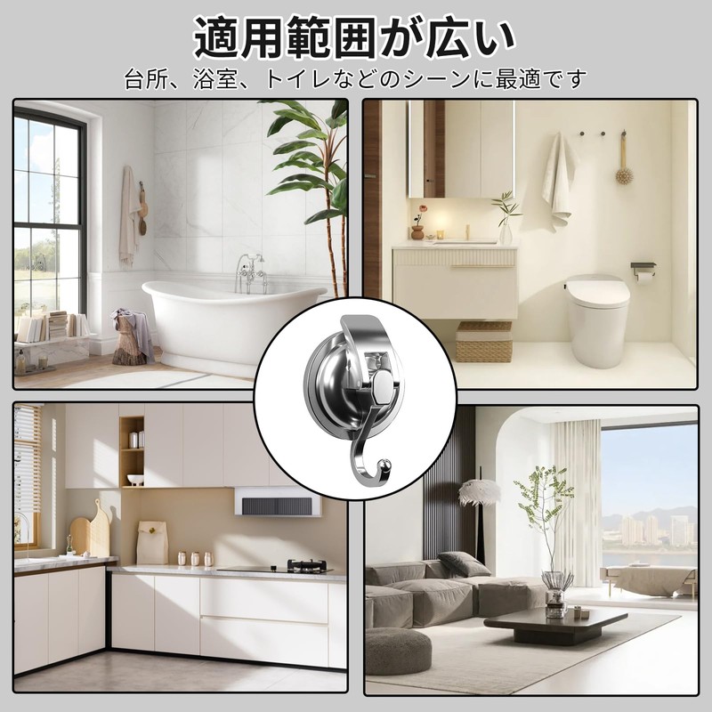 kasanidika Strong Suction Cup Hook (Pack of 2), Vacuum Wall