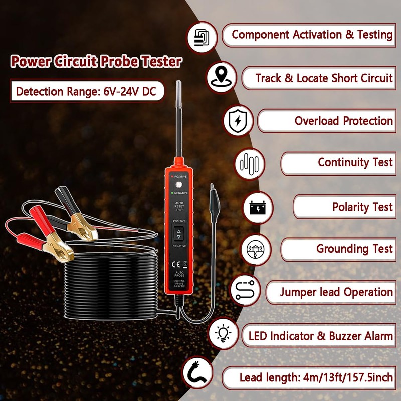 ITEQ Power Circuit Probe Tester, 6V-24V DC Test Light, Automotive