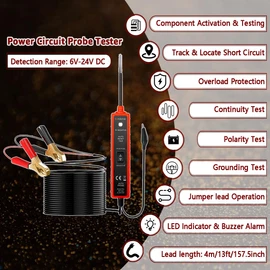 ITEQ Power Circuit Probe Tester, 6V-24V DC Test Light, Automotive Short Circuit Located and Component Activated, 12V Auto Electrical Tester, Polarity Identify with LED Light, Overload Protection