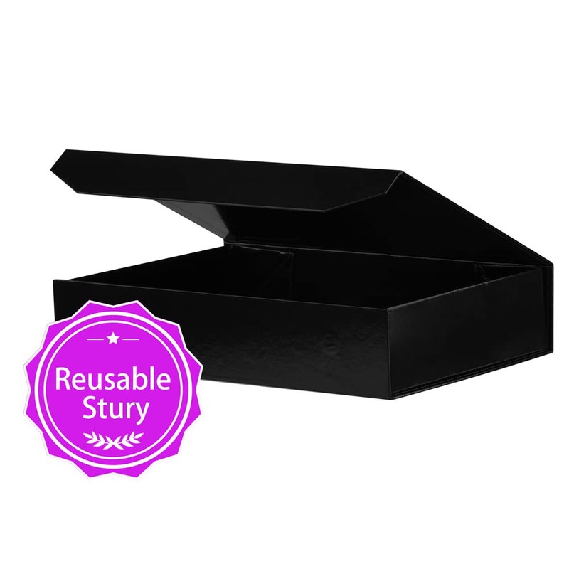 PACKGILO 1 Pack Black Gift Box with Lids Small 12