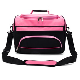 Bolsa de herramientas de peluquería de gran capacidad con correa de hombro para cosméticos, belleza, estilista para herramientas, maquillaje, peluquería, bolsa organizadora con cremallera YKK, Rosa/Rebel Fun.
