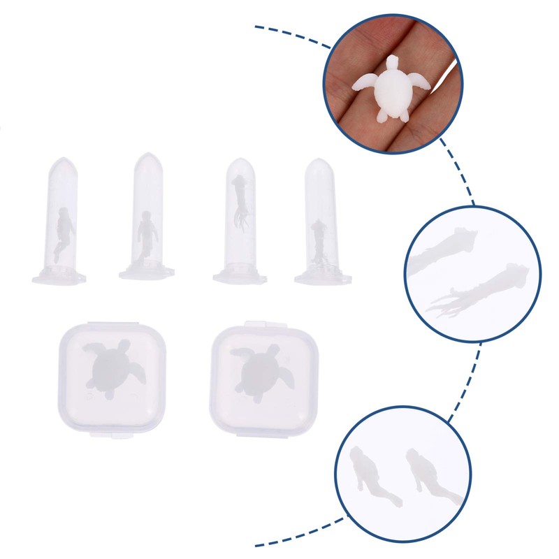 ARTIBETTER 6pcs Miniature Resin Silicone Molds Handmade Ocean Turtle Squid