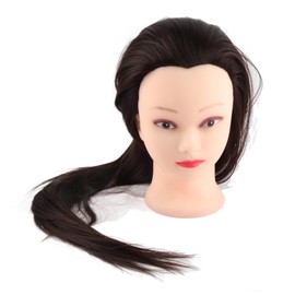 lyrlody 24 Inch Hairdressing Practice Head Model Mannequin Made of 30% Real Hair for Cutting, Braiding, Styling, Straightening, Curling with Clamp Holder, Default