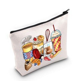 JXGZSO Funny Baker Gift Cooking Lover Gift Milk Tea Print Makeup Bag Pastry Baker Graduation Gift Milk Tea Merch, Baker milk tea makeup bag