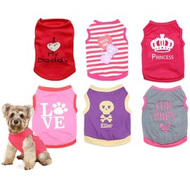 6 Packs of Extra Small Puppy Shirts for Small Dogs - Female Dog Clothes, Small, Pack of 6