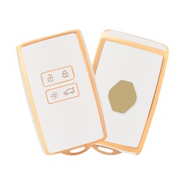 OFFCURVE Car Key Cover - Renault Compatible - Gold - Soft Case - Protects & Personalizes - Fits Clio, Espace, Megane & More