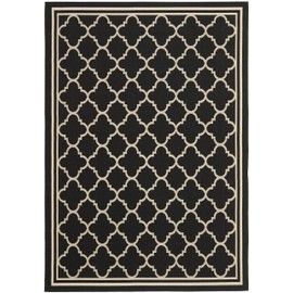 Safavieh Courtyard Collection CY6918 Trellis Indoor/ Outdoor Area Rug, 5'3" x 7'7", Black / Beige