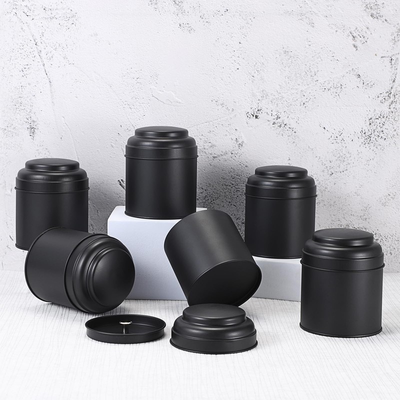 JUXYES 6 Pack Tea Tins Canister with Airtight Double Lids,