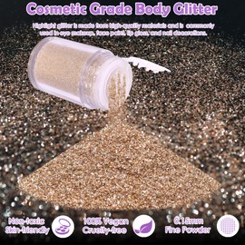 Yosca 5g Body Glitter, Cosmetic Sparkle Champagne Makeup Metalic Face Glitter, Loose Body Shimmer Powder for Glitter Eyeshadow Lip Face Paint Concert Christmas Festival Rave Accessories - Amber