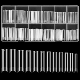 KOXXIAMOQ 240 Pcs Square Nail Tips, Clear Extra Long No C Curve Nail Tips, XXL Tapered Square Half Cover Nail Tips, Half Matte Design Long Press on Nail Tips Traceless for Acrylic Nails Salon(Clear)