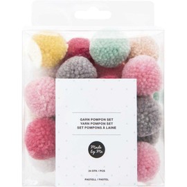 Yarn Pompom Set Pastel Mix: 24 Pompoms