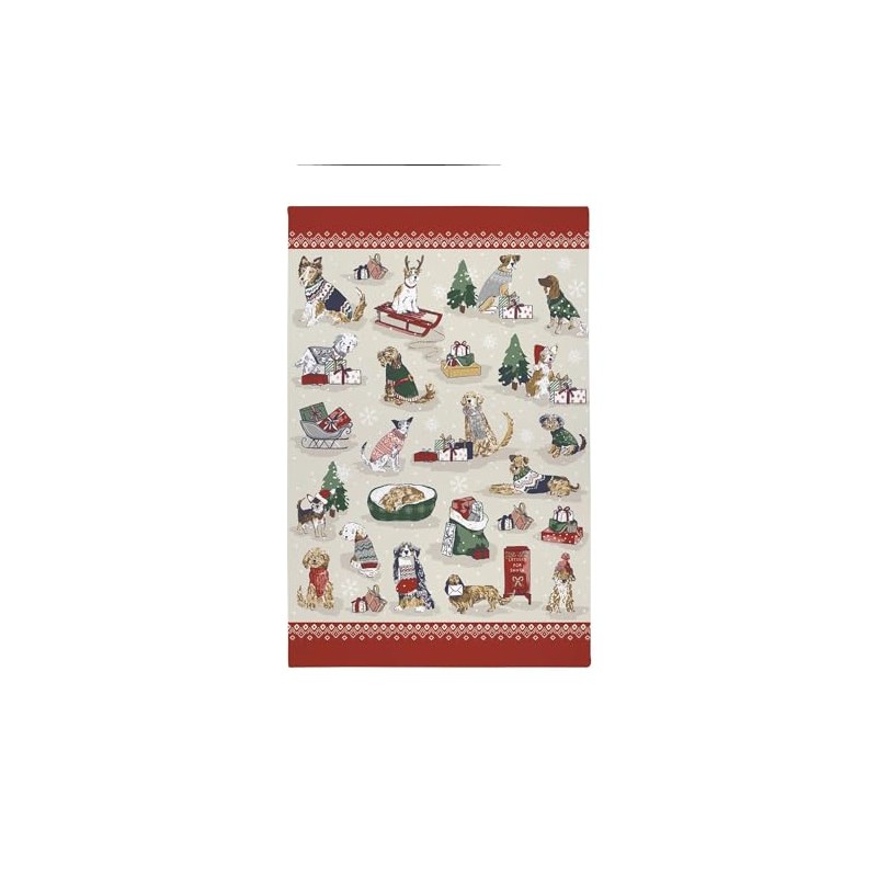 Ulster Weavers Christmas Dogs 100% Cotton Tea Towel, Merry Mutts