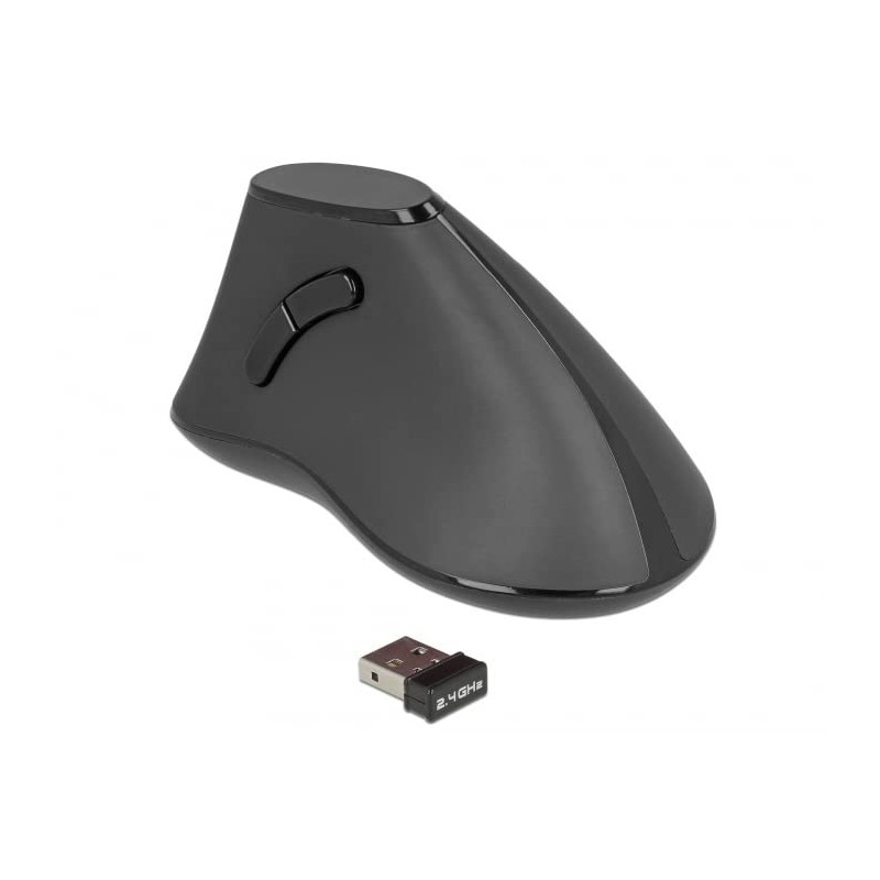 DELOCK Ergonomische vertikal optische 5-Tasten Maus 2,4GHz kabellos - Lautlos