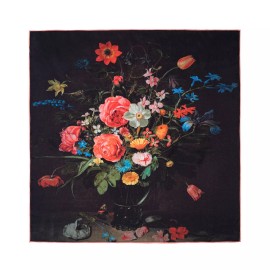 Old time Workshop 100% Mulberry silk museum scarf - A Bouquet of Flowers - 16 mm quality silk
