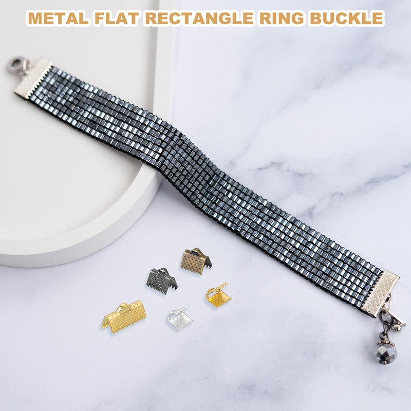 sourcing map 200Pcs Ribbon Ends, 16mm Ribbon Crimp Clamp End