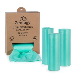 Compostable Garbage Bag - 13-15 Gallon Tall Kitchen Trash Bags,Heavy Duty Unscented 1.18Mils 55 Liter,60 Count