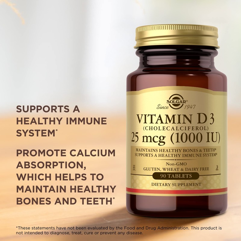 Solgar Vitamin D3 (Cholecalciferol) 25 mcg (1000 IU) - 90