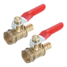 sourcing map 4Pcs Brass Water Mini Ball Valve Shut Off Switch, G1/4" Female x 5/16" Hose Barb, 180 Degree Operation Handle, Brass Valve
