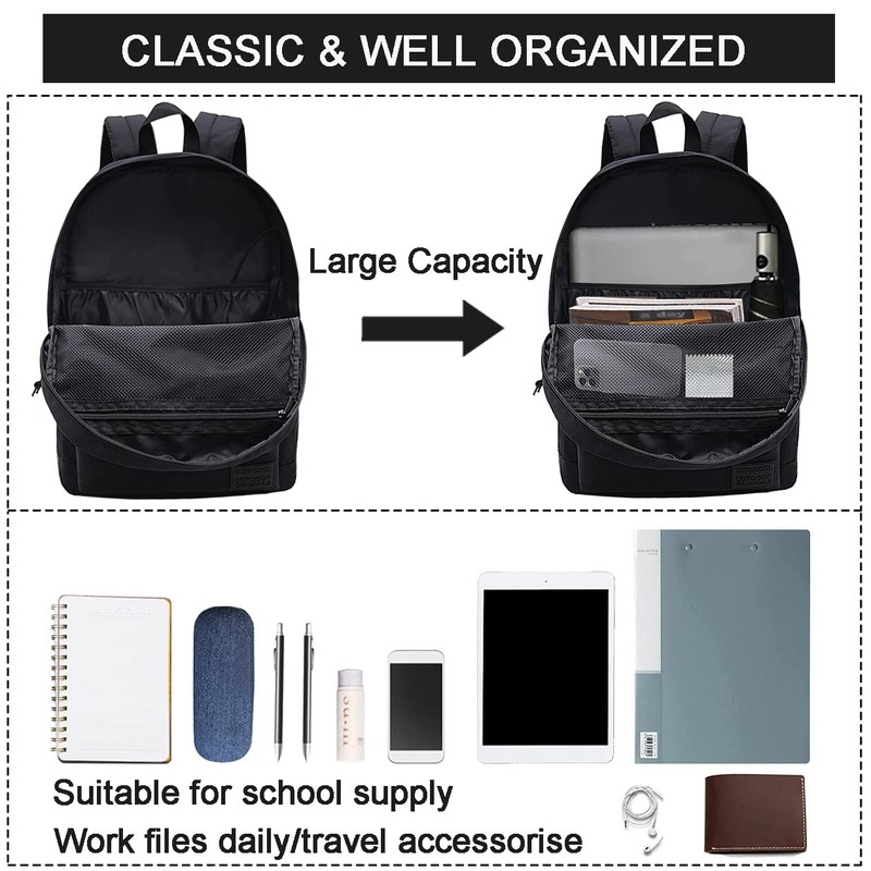 SUPACOOL Lightweight Laptop Backpack for School Men and Women, USB