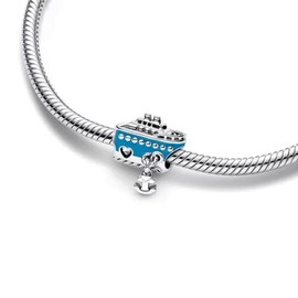 PANWOB Captain Anchored Cruise Ship Charm for Women Bracelets Necklaces in 925 Sterling Silver,Mother's Day Christma