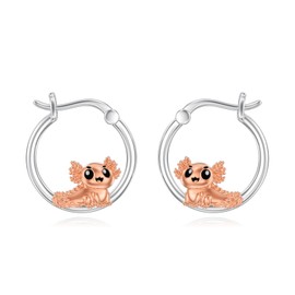 Dorunmo Axolotl Earrings for Women 925 Sterling Silver Hypoallergenic Small Cute Axolotl Hoop Earrings for Sensitive Ears Axolotl Jewelry Gifts