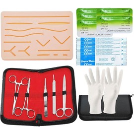 Pad de Sutura,Pad para Práctica de Sutura e Incisiones Almohadilla, Kit de Sutura Práctica,Silicona para Sutura, 14 Incisiones y 3 Capas (músculo, grasa, piel), Ideal para estudiantes Práctica