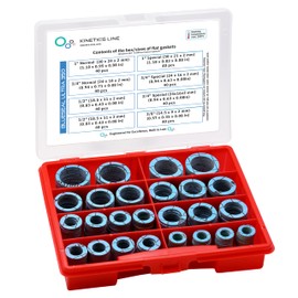 KINETICS LINE Gasket Set with 320 Flat Gaskets (Seal Box with 3/8 Inch to 1 Inch) Gaskets for Gas Systems, Air Conditioning, Solar, Plumbing, Reinforced with Kevlar® Aramid Fibre (up to 350 °C)