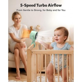 AMACOOL Baby Stroller Fan, Rechargeable Portable Clip on Fan, 17H Cooling with 5 Speeds, LED Display, 360°Rotate Personal Cooling Fans for Car Seat, Crib, Travel, Camping, Gifts for New Parents