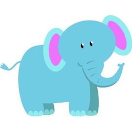 Design With Vinyl Artwork Animal Teal Elephant Adorable Cute Cartoon Like Pink Ears Wall Decal for Girls - Baby Shower, Birthday Themed Décor - Size: 27 in x 27 in