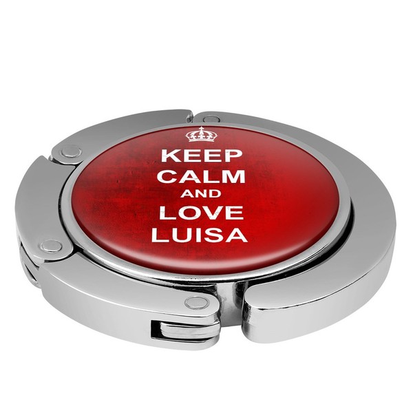 Taschenhalter Keep Calm Personalisiert mit Namen Luisa printplanet Chrom