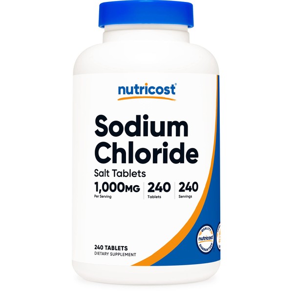 Nutricost Sodium Chloride 1000mg, 240 Tablets - Salt Tablets, Non-GMO, Gluten Free