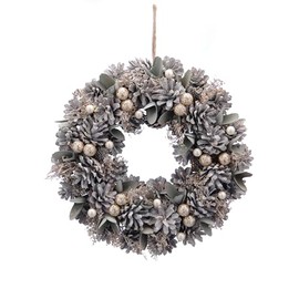 Festive Productions 30cm Christmas Wreath – White Pinecones, Gold Berries & Snowy Accents - Christmas Decoration, Perfect for Front Doors and Home - Decorative Wreath