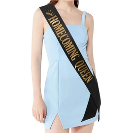 "Homecoming King" and"Homecoming Queen" Sashes - Homecoming Party Prom Sashes School Party Accessories, Black with Gold Print