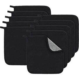 10 Pieces double sided Man Wash Cloths black bath Exfoliating Body Face Washcloth Scrub Cloths wipe washcloths towel for Body Shower for Men and Women