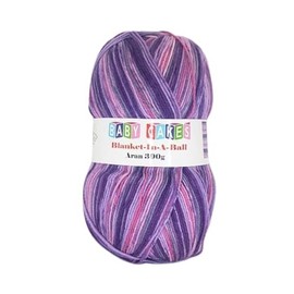 WoolCraft Baby Cakes Blanket in a Ball Aran Knitting & Crochet Yarn, Available in a Selection of Variegated Colours, 100% Acrylic, 636 Metres, 300g Balls, Single Ball, Purple Rain